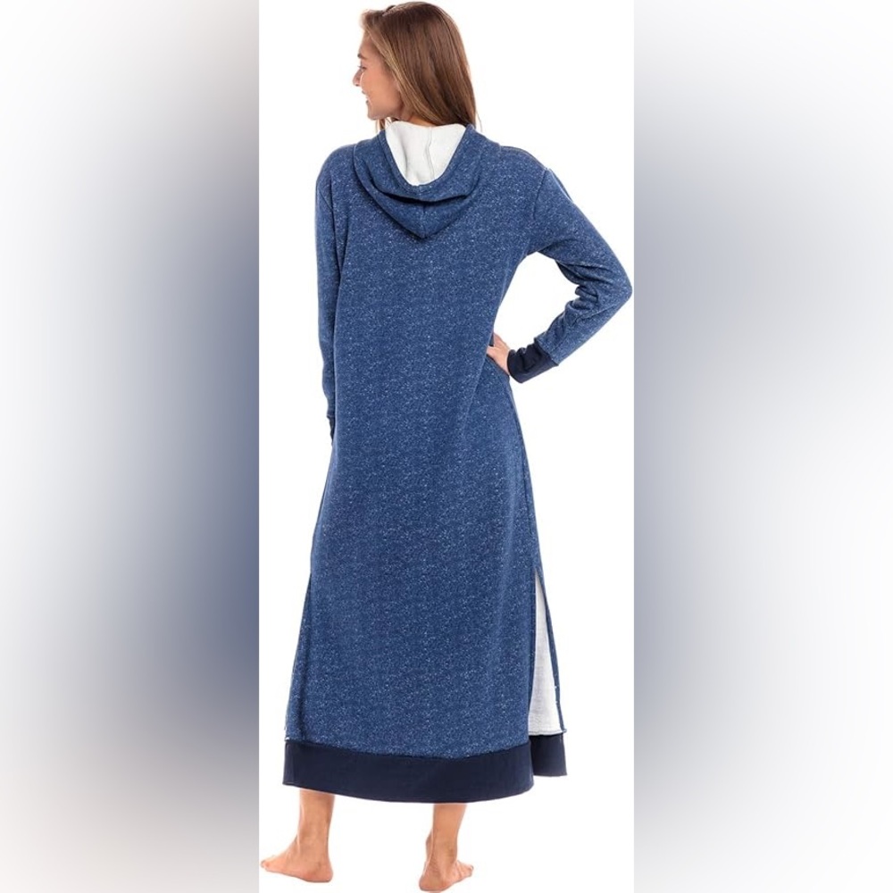 Alexander Del Rossa Long Fleece Pullover with Hood & Pocket - Picture 2 of 7